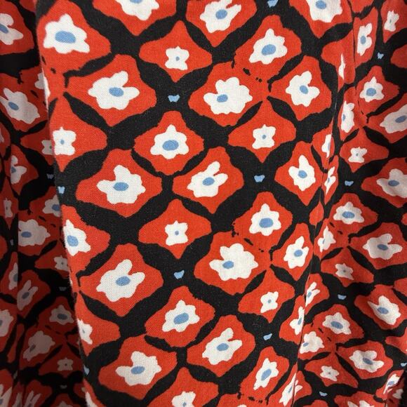 Loft Flutter Sleeve Tunic Dress size XS Red Floral Rayon Tassell Tie V Neck - Picture 5 of 9